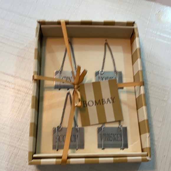 Bombay NWT set of 4 piece bar ware booze alcohol bottle nickel brass - Picture 2 of 6